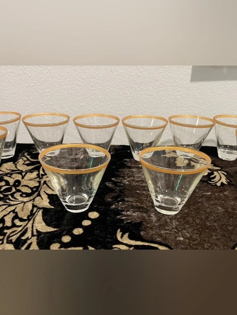 MCM Gold Rim Vodka/Cocktail Glasses Set Of 2 - Picture 12 of 13